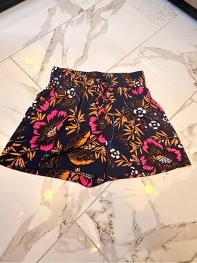 a new day Navy Floral Drawstring Shorts with Pink & Orange Accents